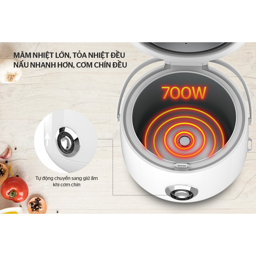 Nồi Cơm Điện Sunhouse SHD8606 - Dung Tích 1.8L , Công Suất 700W , Bảo Hành Chính Hãng - ảnh 5