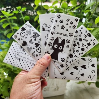 Set 50 tem nhãn dán trang trí Thank you for order, Sticker niêm phong có keo dán, size 10x5cm