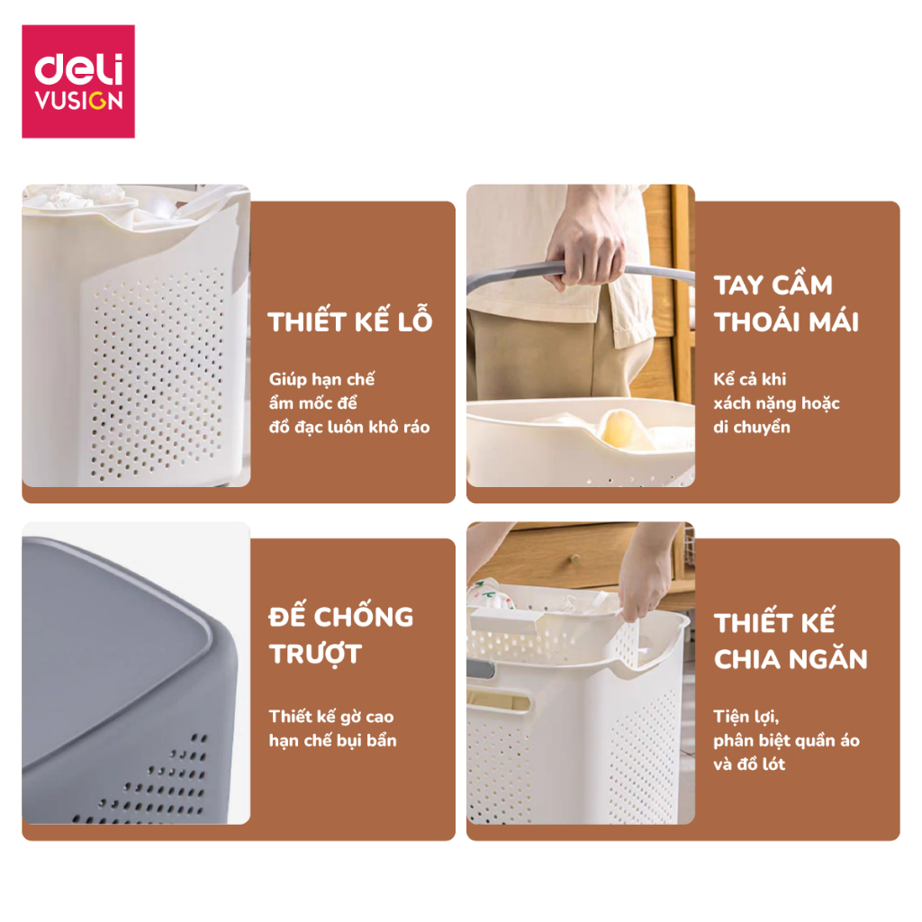 Giỏ đựng đồ giặt, giỏ đựng quần áo bẩn có quai xách chia 2 ngăn đựng đồ bẩn, Set giỏ đựng Quần Áo Gia Đình