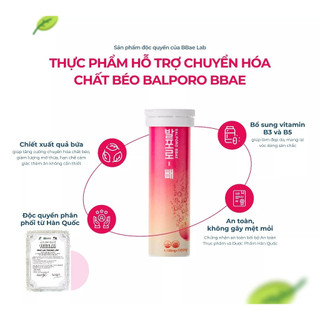 Viên sủi hồng uống hỗ trợ giảm cân Hàn Quốc Balporo Bbae chính hãng, chuyển hóa mỡ thừa, giảm cảm giác thèm ăn hiệu quả.