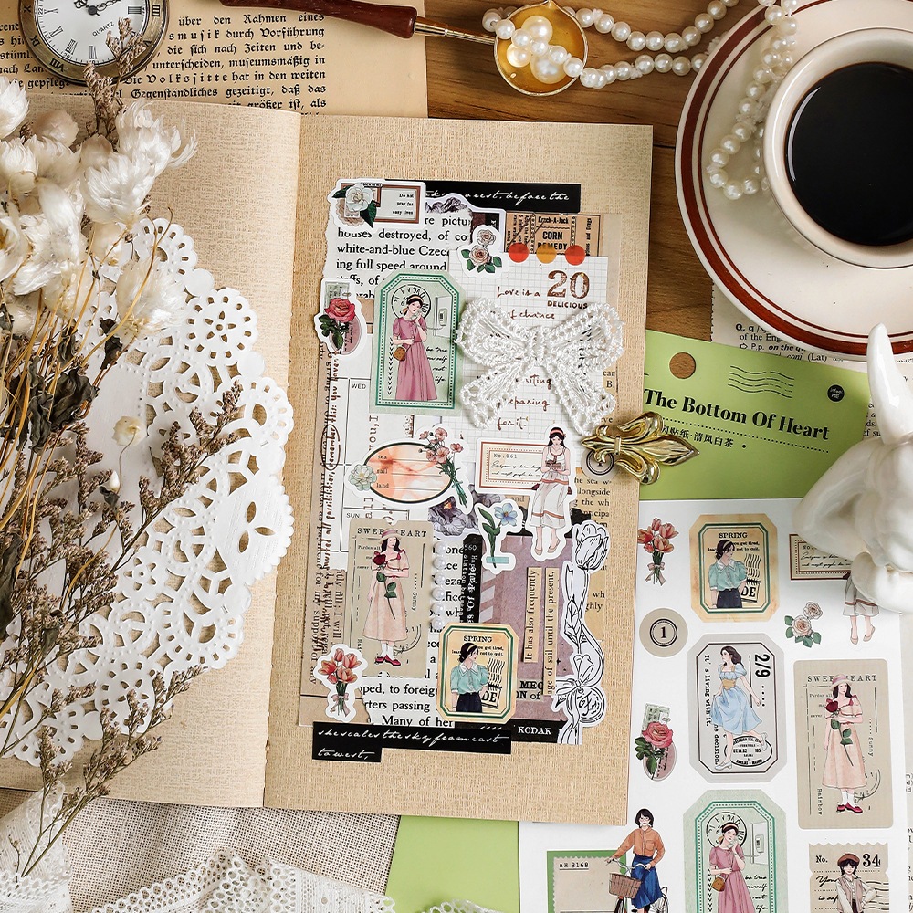 Sticker stamp A lovely girl trang trí phong bì thư | Shopee Việt Nam