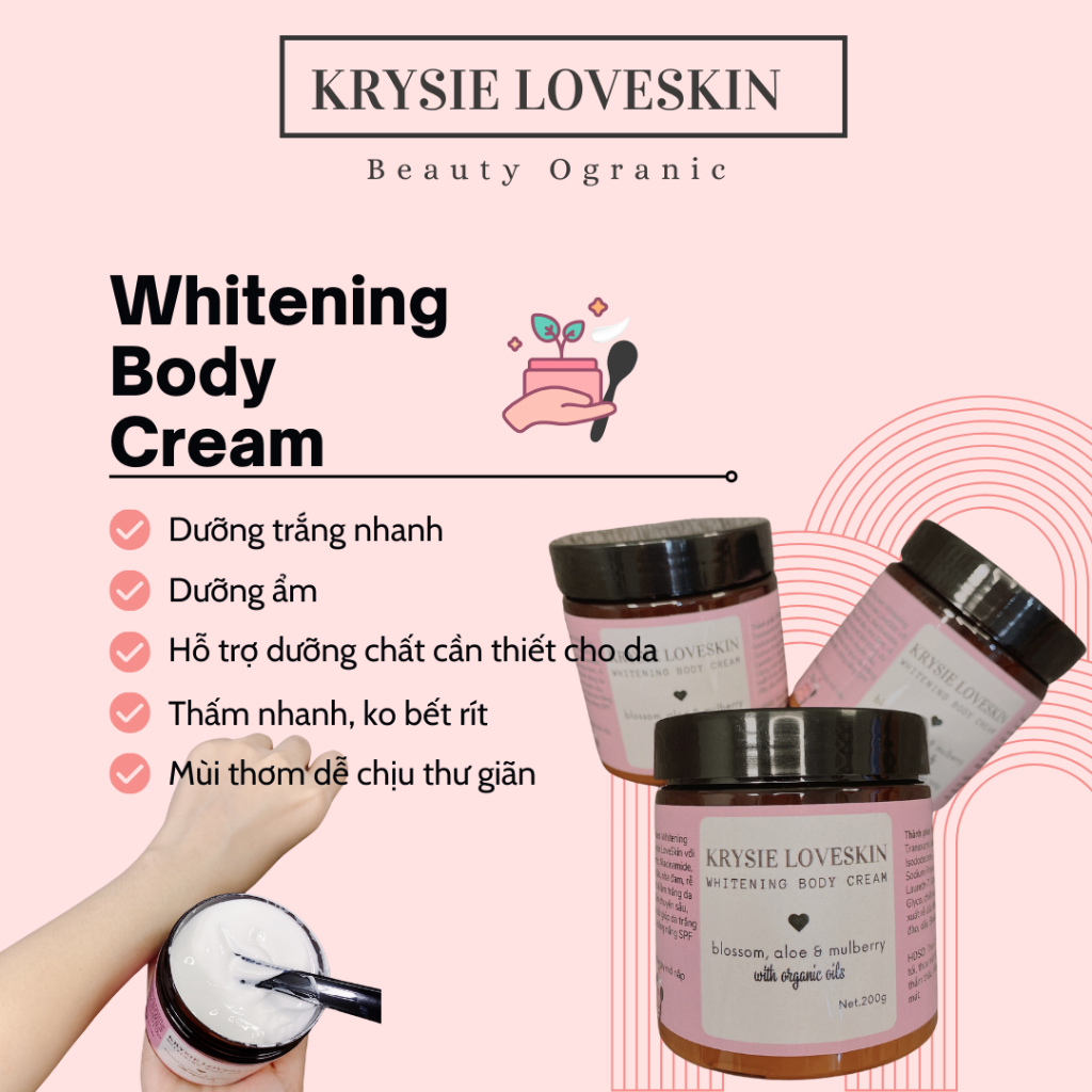 Kem Body Trắng Da Dưỡng Ẩm An Toàn Krysie Loveskin