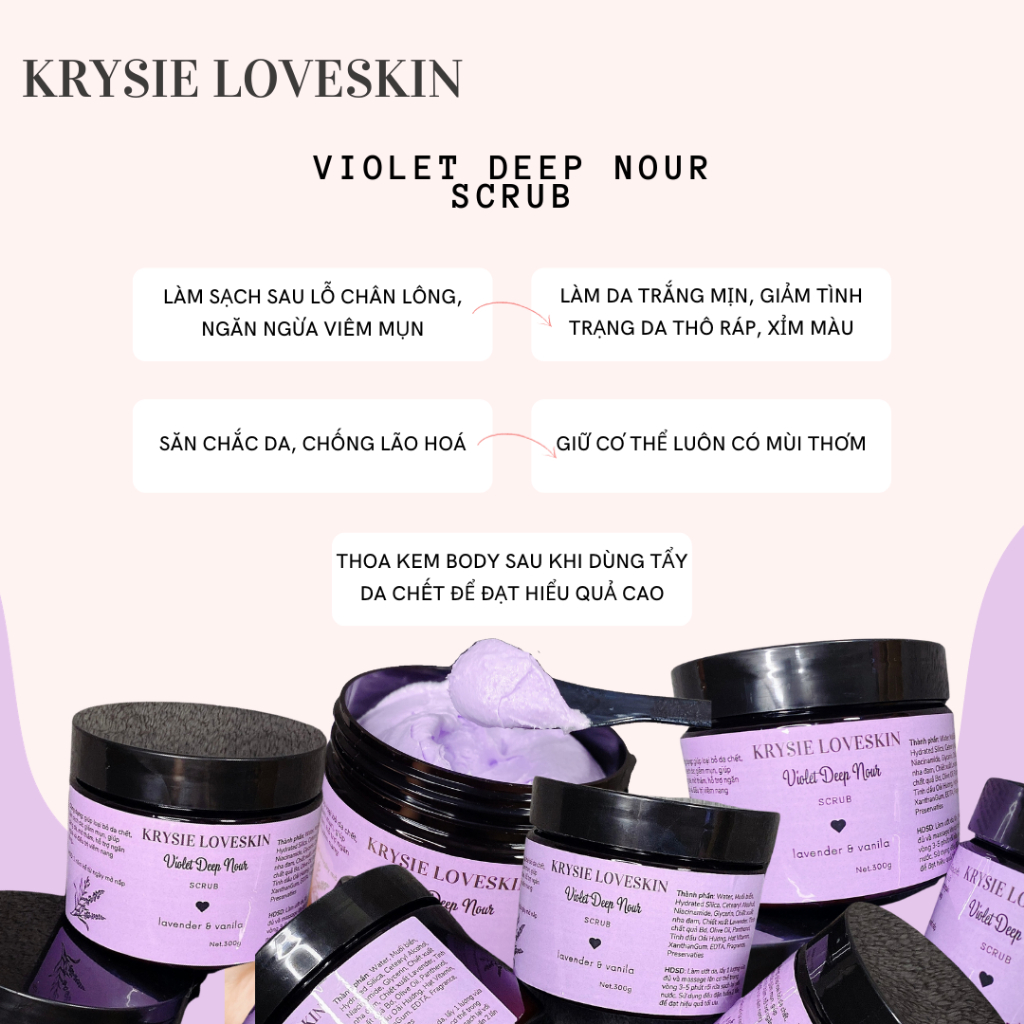 Kem Tẩy Tế Bào Chết Sạch Sâu Lavender Krysie Loveskin