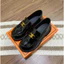 Giày loafer nữ cl tag đồng mũi tròn, moca nữ đế cao 4cm da mềm fullbox