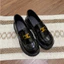 Giày loafer nữ cl tag đồng mũi tròn, moca nữ đế cao 4cm da mềm fullbox
