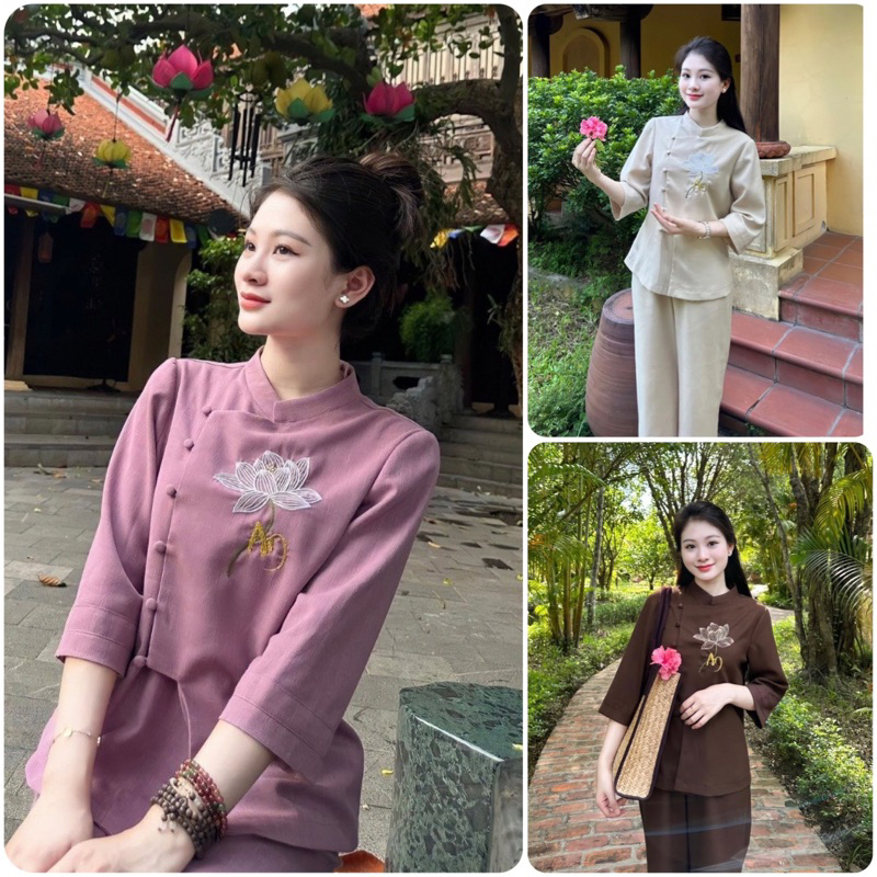 Pháp phục lễ chùa, đồ lam đi chùa nữ đẹp vải LINEN …