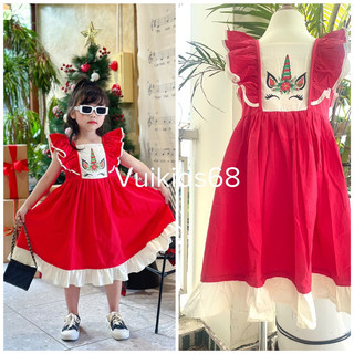 (Ảnh thật) Đầm loại 1 bé gái. Đầm đỏ Pony siêu cấp bé gái mặc Noel/ Tết mẫu mới nhất 10-40kg