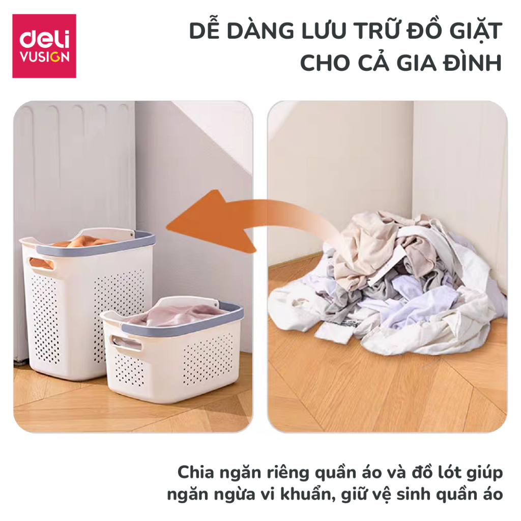 Giỏ đựng đồ giặt, giỏ đựng quần áo bẩn có quai xách chia 2 ngăn đựng đồ bẩn, Set giỏ đựng Quần Áo Gia Đình
