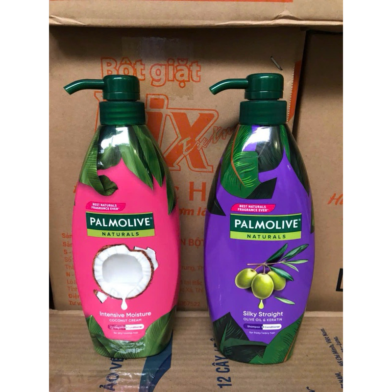 Dầu gội kèm dầu xả  2 in 1 Palmolive Suôn mượt & Óng ả 600ML chiết xuất thiên nhiên