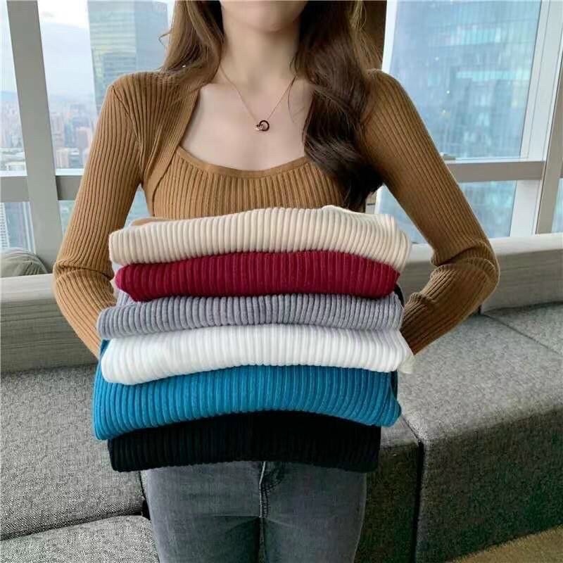 Áo len Cổ Vuông form ôm giữ nhiệt cực ấm, chất liệu len tăm cực đẹp, Áo Len Nữ Đẹp