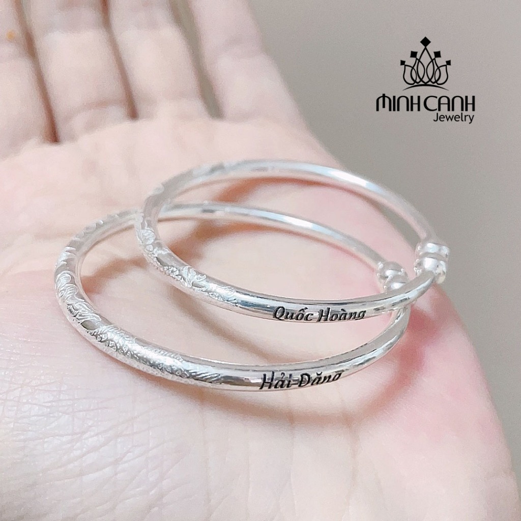 Ảnh Kiềng Bạc Ta Chạm Rồng Điều Chỉnh Được Size, Khắc Tên Cho Bé Yêu Minh Canh Jewelry 2