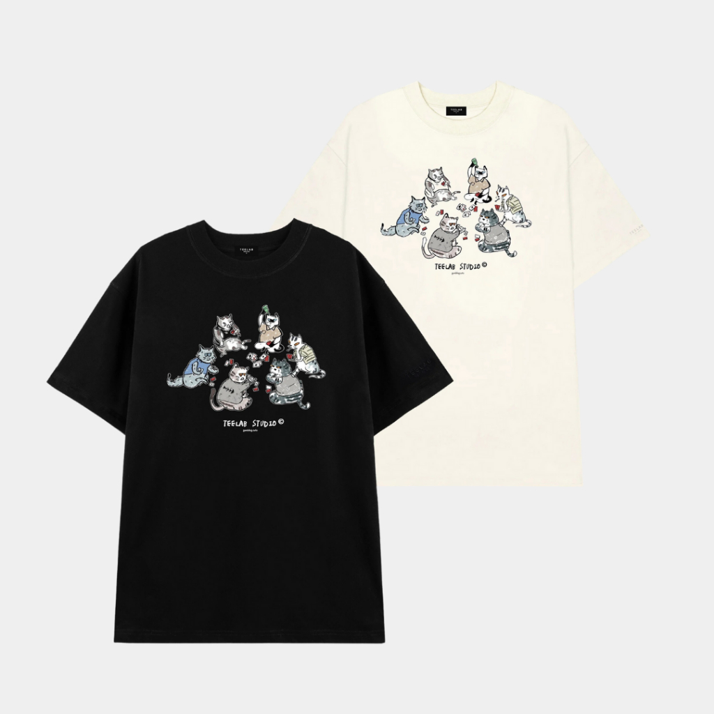 Ảnh Áo Thun Teelab Gambling Cats Unisex Form Oversize Local Brand Tshirt TS150 1