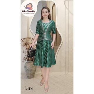 Đầm trung niên sang trọng thiết kế cao cấp dự tiệc cho mẹ co giãn tốt đến 75kg DN11