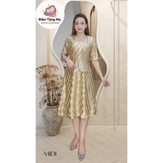 Đầm trung niên sang trọng thiết kế cao cấp dự tiệc cho mẹ co giãn tốt đến 75kg DN11