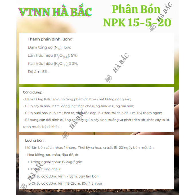 Phân Bón Hỗn Hợp 15-5-20 Minro (200gram) - Ra Hoa, Ra Trái, Nuôi Hoa, Nuôi Trái Khỏe Mạnh