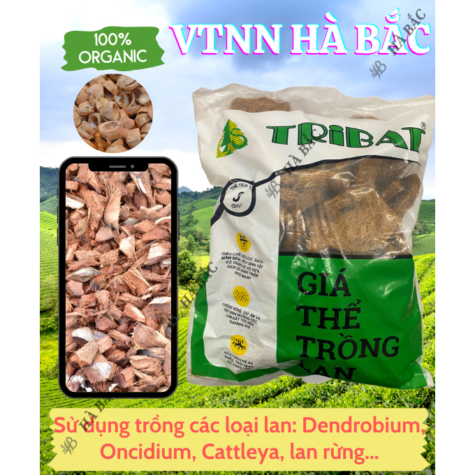 Giá Thể Trồng Lan - Vỏ Xơ Dừa Tribat (3dm3) - Giúp Chống Nóng, Giữ Ẩm và Giữ Dinh Dưỡng Tốt, Làm Đất Tơi Xốp, Thoáng Khí