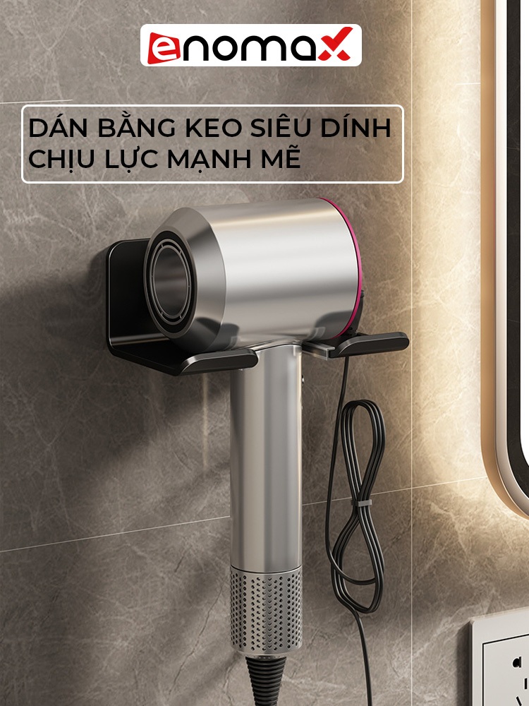 Ảnh Giá treo máy sấy tóc Enomax dán tường chắc chắn, chất liệu nhôm hàng không chống gỉ sét, bảo hành 10 năm (Eno 0116) 3