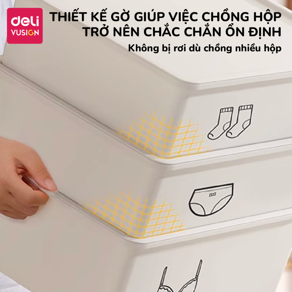 Hộp Đựng Đồ Lót Chia Ngăn Có Nắp Deli – Hộp Nhựa Siêu Dày Đựng Tất Vớ, Khay Sắp Xếp Tủ Quần Áo