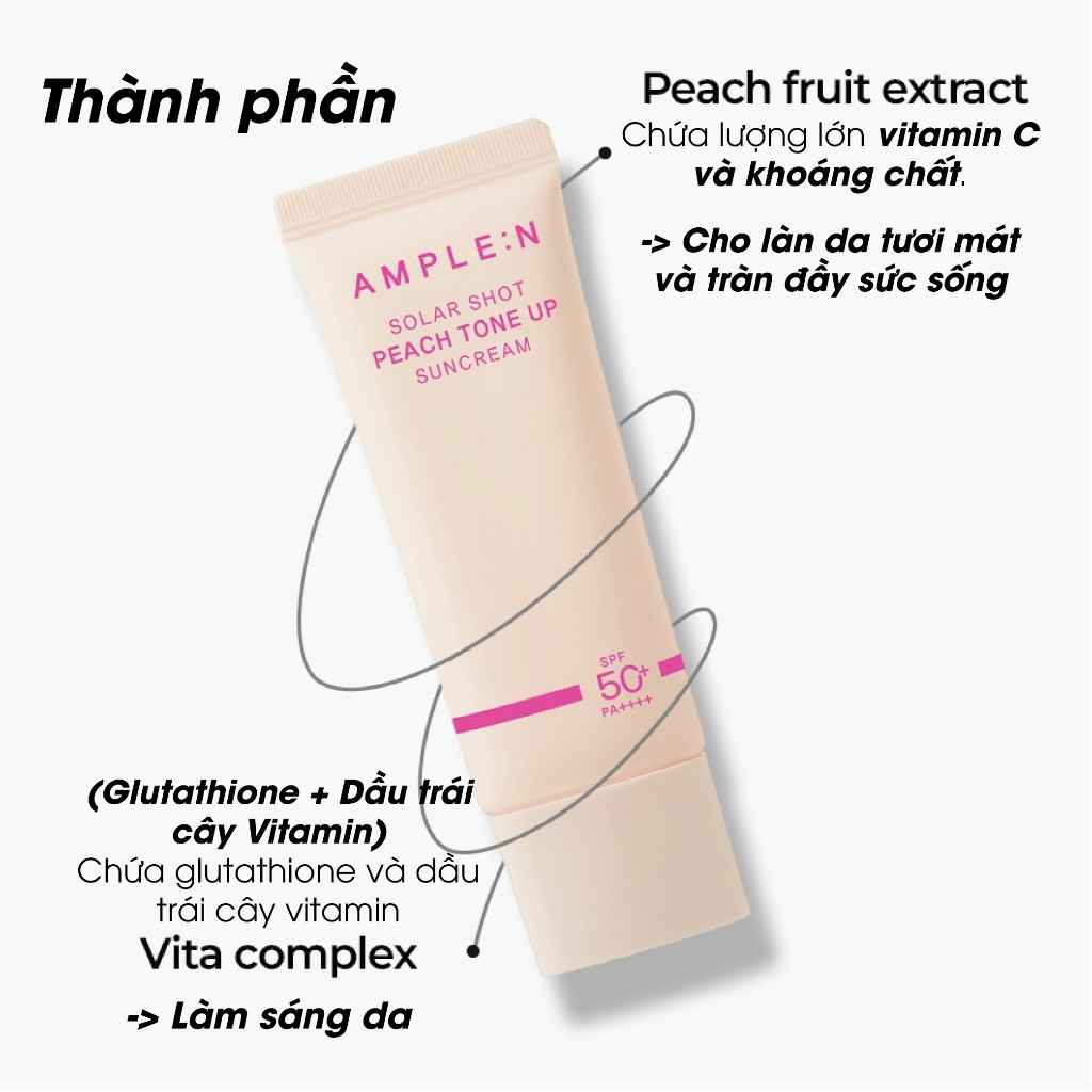 Ảnh Kem Chống Nắng Nâng Tone Hồng Đào Ample:n Solar Shot Peach Tone Up Suncream 40ml 4