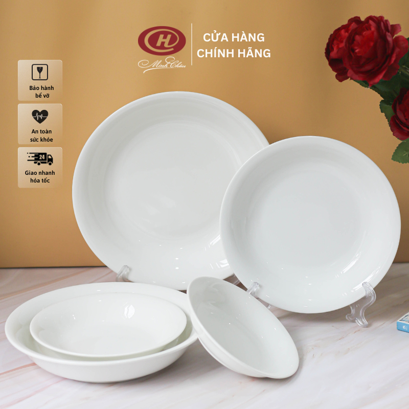 Đĩa Sâu Lòng Dáng Loe Trắng Trơn - Sứ Minh Châu