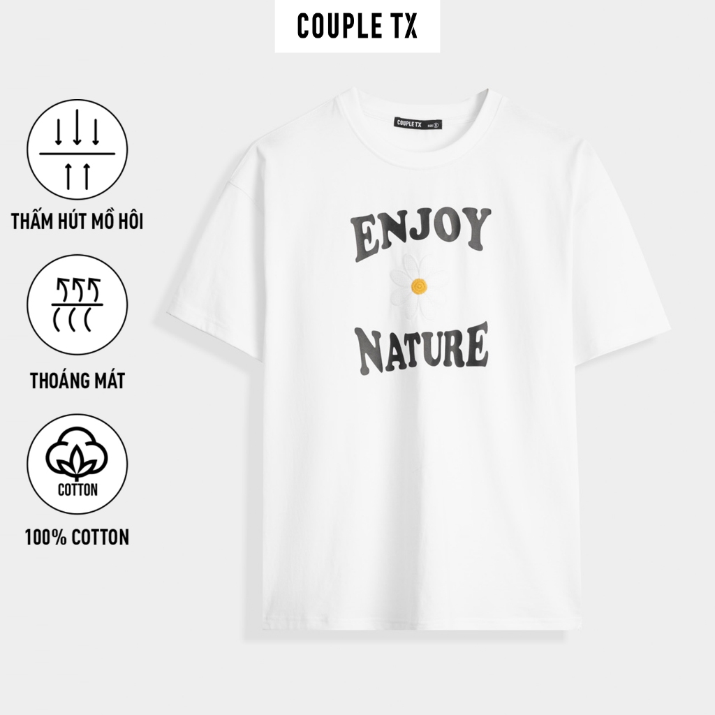Ảnh Áo Thun Nữ Couple TX Oversize In Thêu Enjoy Nature WTS 2323 2