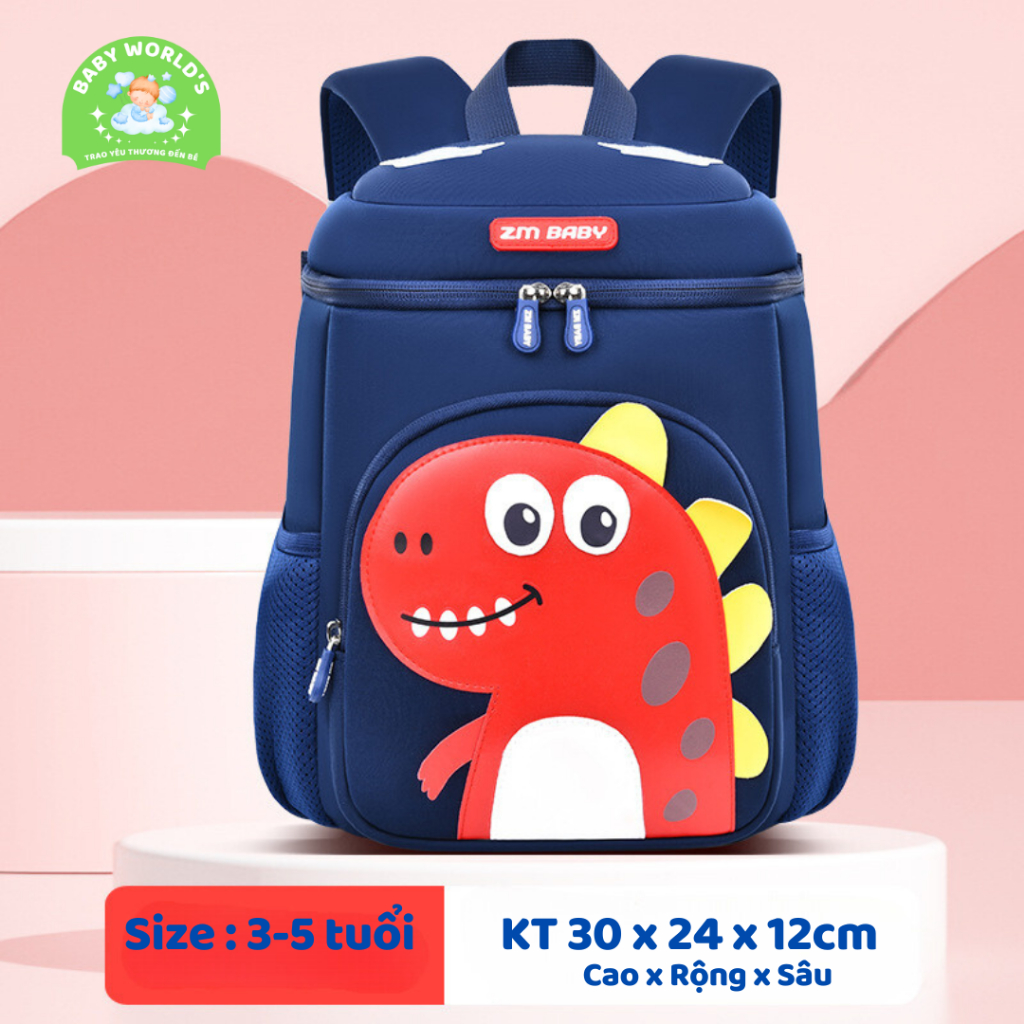 (Mẫu đẹp) Balo khủng long ZM Baby Cho Bé Trai Bé Gái Mầm Non Mẫu Giáo 2-5 tuổi chất liệu đẹp