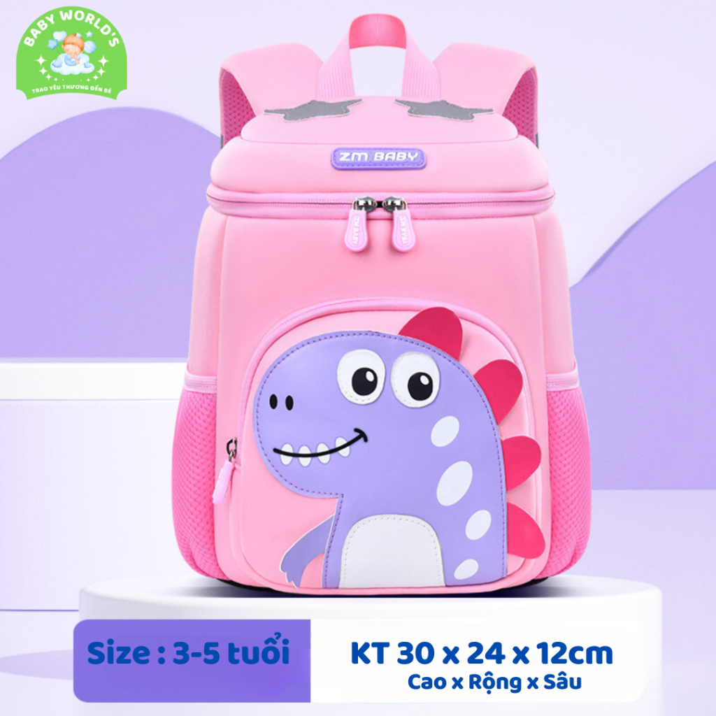 (Mẫu đẹp) Balo khủng long ZM Baby Cho Bé Trai Bé Gái Mầm Non Mẫu Giáo 2-5 tuổi chất liệu đẹp