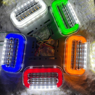 Combo 4 đèn sườn nháy, đèn sườn, đèn hông xe tải chữ C điện 12v và 24v