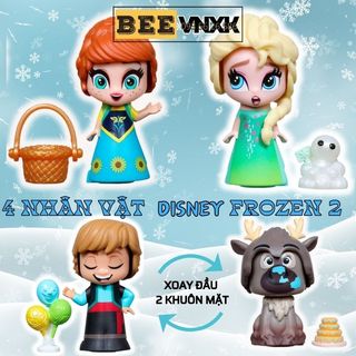 Set 4 búp bê Disney Frozen mini kèm 4 phụ kiện với 2 biểu cảm khuôn mặt BEE VNXK