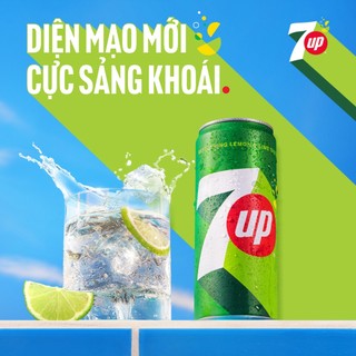 [SALE 15.7] Thùng Nước Ngọt Giải Khát Có Gaz 7Up Lon Xanh (320ml/lon)