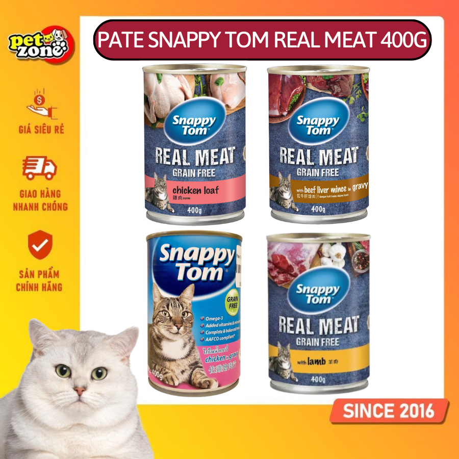 Pate cho mèo Snappy Tom Real Meat 400g (Date xa - Đủ vị) | Shopee Việt Nam