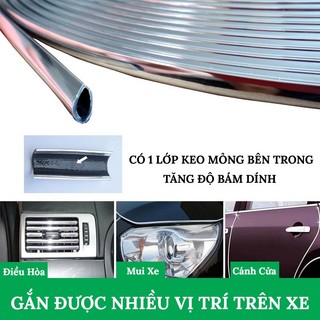 Cuộn 12Mét Nẹp Viền Chữ U Mạ Crom Chống Va Đập Và Trang Trí Nội Ngoại Thất Ô Tô