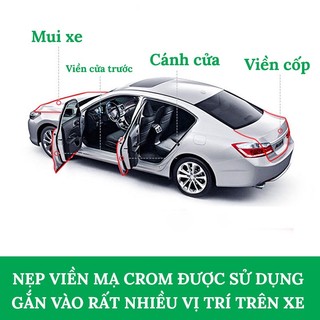 Cuộn 12Mét Nẹp Viền Chữ U Mạ Crom Chống Va Đập Và Trang Trí Nội Ngoại Thất Ô Tô