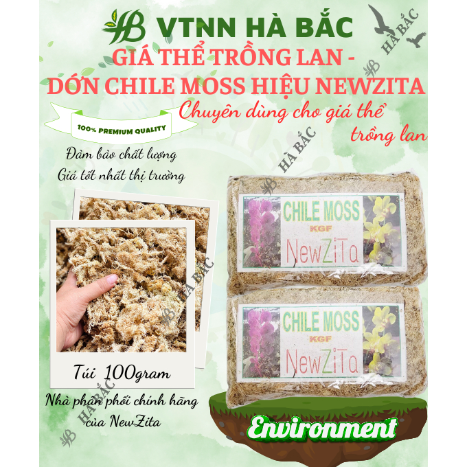 Dến Chile Moss Hiệu NewZita - Giá Thể Trồng Lan - Chuyên dùng cho lan, Giúp giữ nước, Kháng khuẩn, Cung cấp oxy cho cây