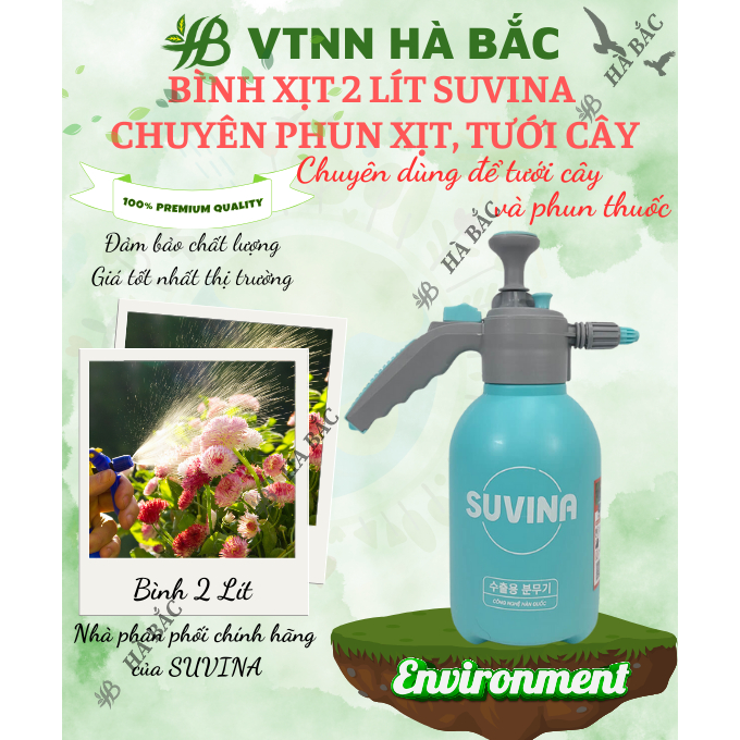 Bình Xịt Tay Tưới Cây (1.5 Lít, 1.8 Lít, 2 Lít, 2.5 Lít) Suvina - Công Nghệ Nhật Bản - [Hàng Chính Hãng]