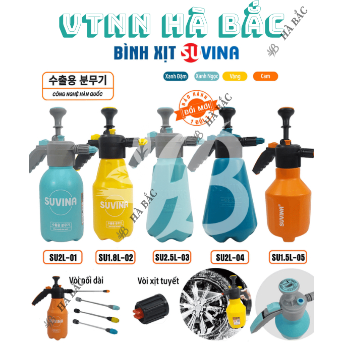 Bình Xịt Tay Tưới Cây (1.5 Lít, 1.8 Lít, 2 Lít, 2.5 Lít) Suvina - Công Nghệ Nhật Bản - [Hàng Chính Hãng]