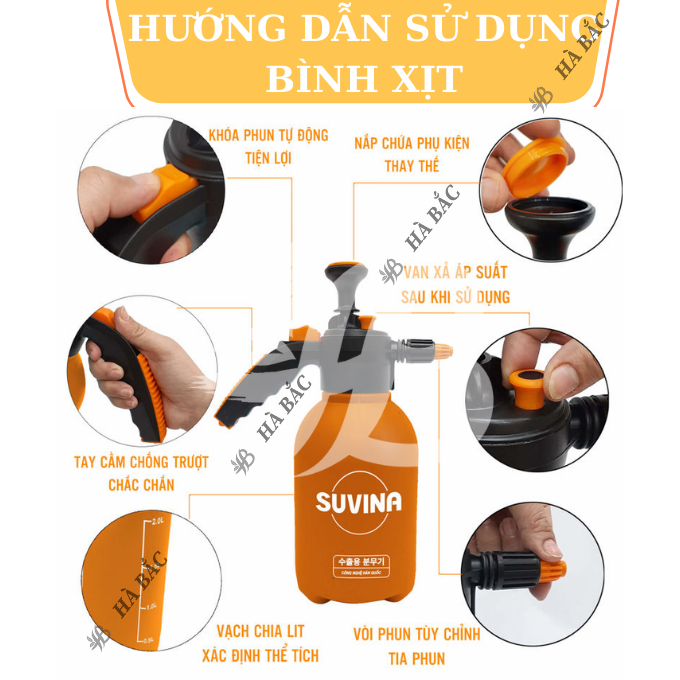 Bình Xịt Tay Tưới Cây (1.5 Lít, 1.8 Lít, 2 Lít, 2.5 Lít) Suvina - Công Nghệ Nhật Bản - [Hàng Chính Hãng]
