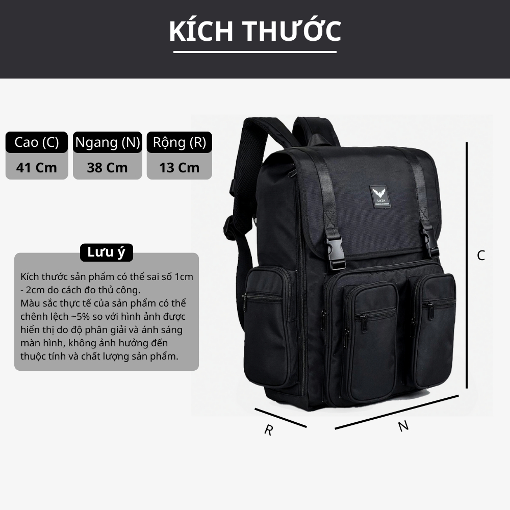 Ảnh Balo LAZA Simple Backpack 500 - Hàng thiết kế cao cấp trượt nước - Bảo hành trọn đời 3
