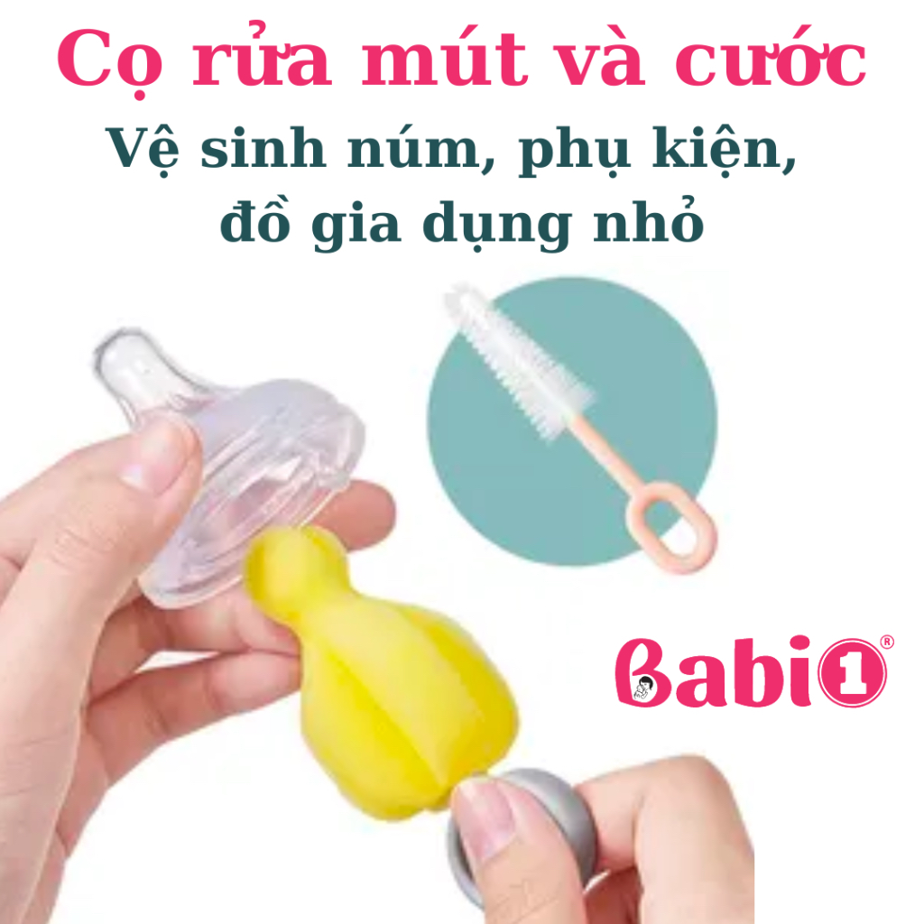 Bộ Cọ Rửa Bình Sữa BABIONE Cây Rửa Bình Sữa Núm Ti, Ống Hút, Đồ Gia Dụng Đa Năng 6 Chi Tiết