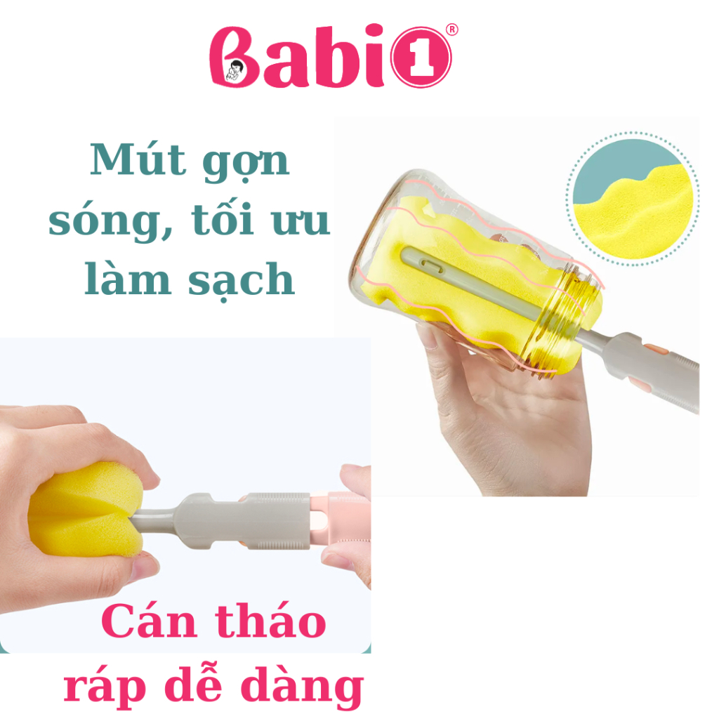 Bộ Cọ Rửa Bình Sữa BABIONE Cây Rửa Bình Sữa Núm Ti, Ống Hút, Đồ Gia Dụng Đa Năng 6 Chi Tiết