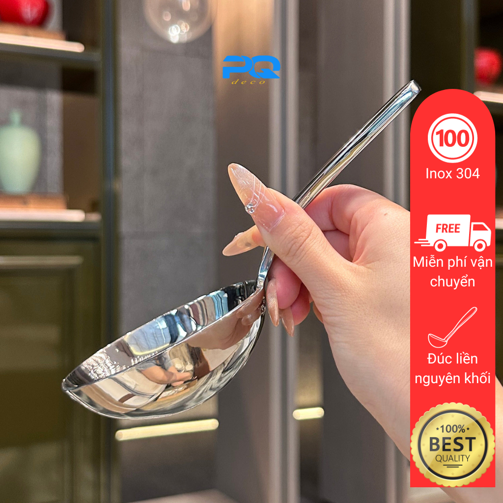 Muôi đầu tròn cán ngắn Chockmen inox 18/10 để bàn vá múc canh cao cấp ...