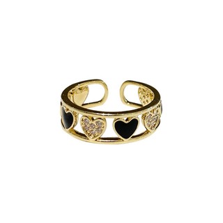 [🔥XƯỞNG SALE 1K 🔥] Nhẫn Hình Trái Tim Đính Đá Pha Lê Màu Trắng Đen Đơn Giản Thời Trang Cho Nữ R126