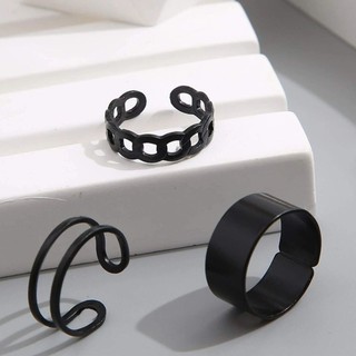 [🔥XƯỞNG SALE SẬP SÀN🔥] Set 3 Nhẫn Hở Màu Đen Có Thể Điều Chỉnh Kích Cỡ R125