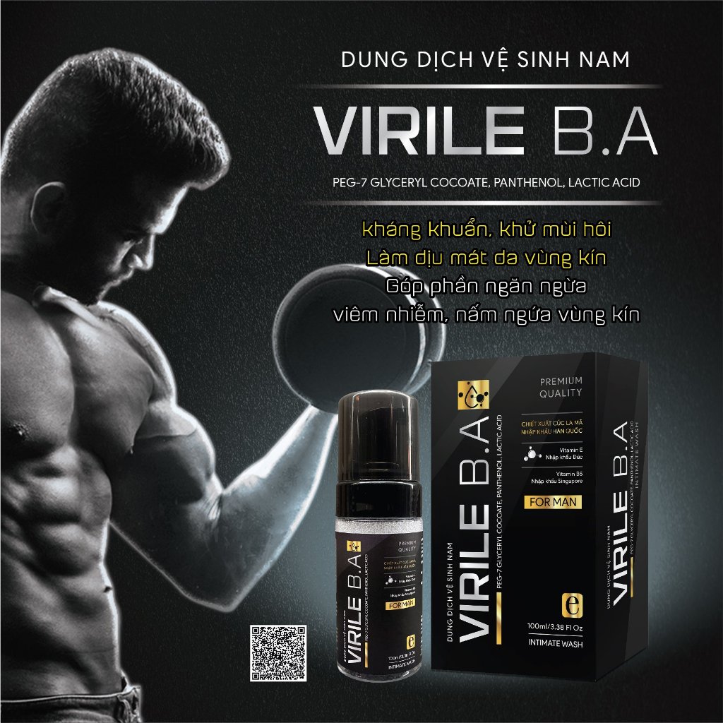 Bọt vệ sinh nam giới VIRILE B.A Dung dịch nam tạo bọt (Hương nước hoa) 100ml