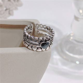 [🔥XƯỞNG SALE SẬP SÀN🔥] Nhẫn Thời Trang Nữ Mặt Trái Tim Đen Cá Tính R130