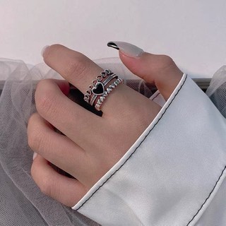 [🔥XƯỞNG SALE SẬP SÀN🔥] Nhẫn Thời Trang Nữ Mặt Trái Tim Đen Cá Tính R130