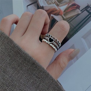 [🔥XƯỞNG SALE SẬP SÀN🔥] Nhẫn Thời Trang Nữ Mặt Trái Tim Đen Cá Tính R130