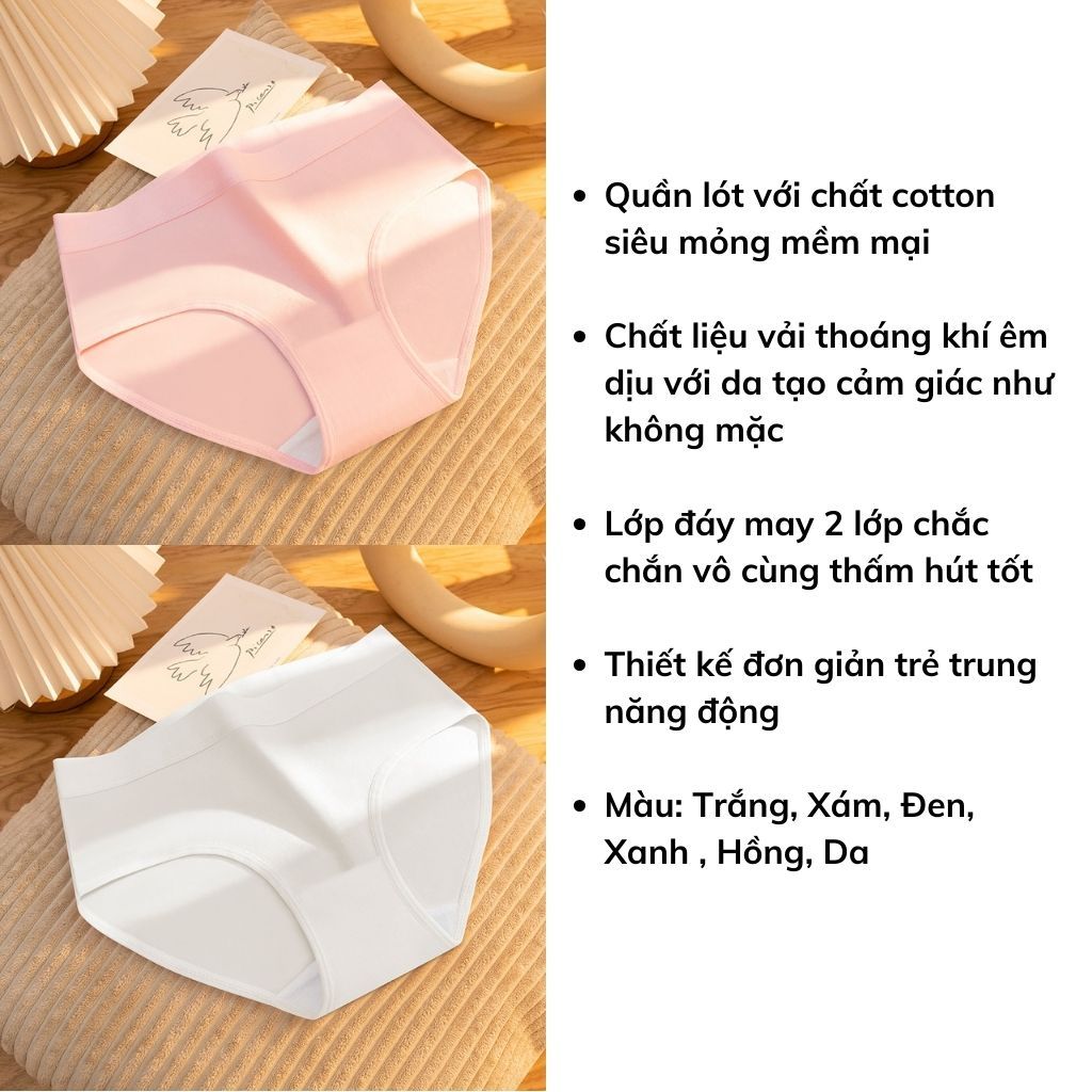 Quần lót nữ cotton cạp vừa ôm mông gợi cảm đáy lót 2 lớp kháng khuẩn khử mùI thoáng khí LANIXA L2020