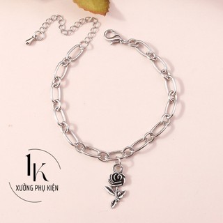 [🔥XƯỞNG SALE 6K 🔥] Lắc Tay Mạ Bạc Họa Tiết Hoa Hồng Siêu Xinh Cho Nữ B150