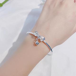 [🔥XƯỞNG SALE SẬP SÀN🔥] Vòng Đeo Tay Mạ Bạc Gắn Nơ Đính Chuông Nhỏ Ngọt Ngào Dễ Thương B135